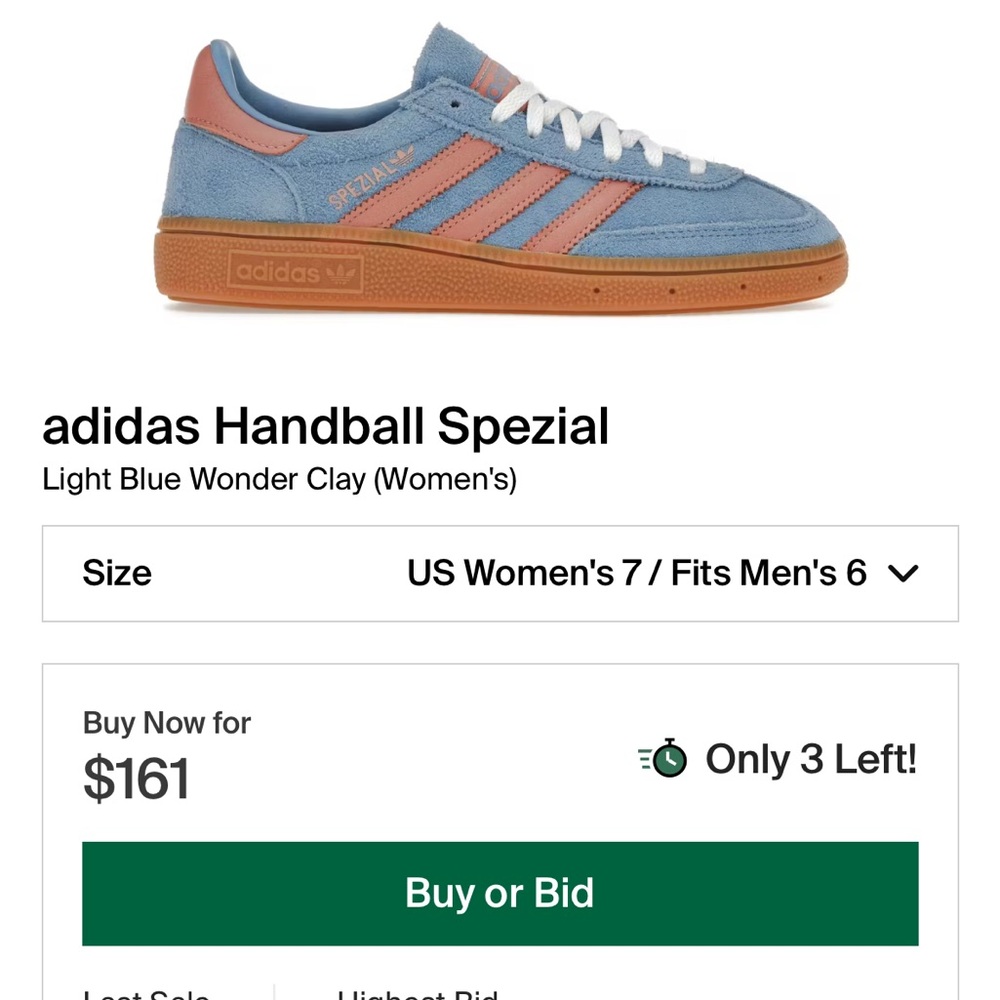 Adidas Spezial - Light Blue and Wonder Clay, size 7 women’s